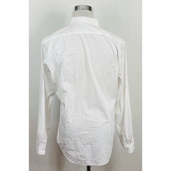 John Varvatos Large Casual Button Front Shirt All White 100% Cotton - Picture 5 of 5